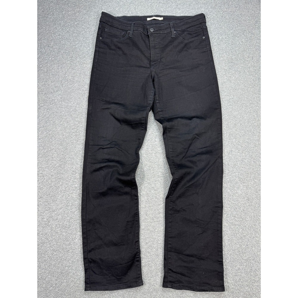 Levi's 314 Jeans Women's 32 Black Denim Mid Rise Shaping Straight Leg Silver Tab